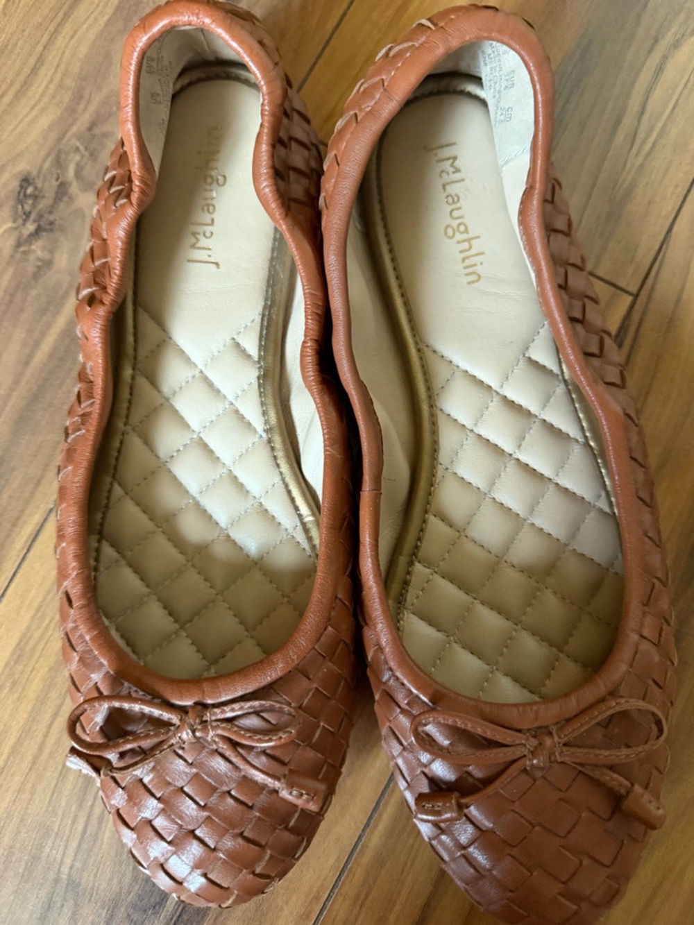 J. McLaughlin Tan Woven Leather Ballet Flats - Picture 5 of 9